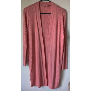 Loft‎ Women's Long Sleeve Knee Length Ribbed Coral Cardigan Lightweight Size M
